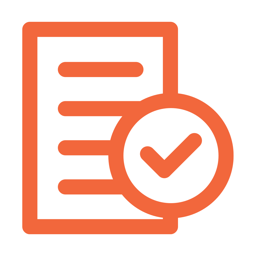 Icon of document with a tick representing credibility