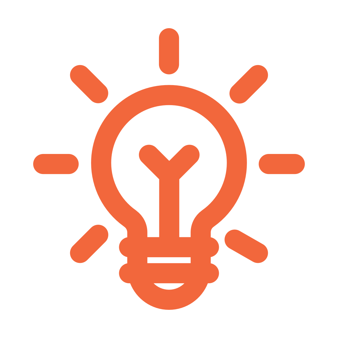 Icon of a lightbulb, representing innovation