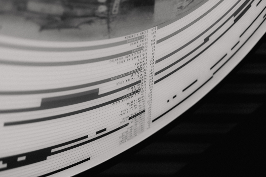 Black and white graph on a curved screen