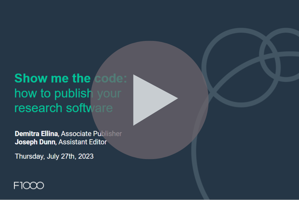 Title slide of the "Show me the code: how to publish your research software" webinar